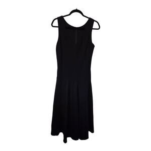 Charles Chang Lima Sleeveless Fit Flare‎ Midi Dress Womens Sz 8 Black Minimalist